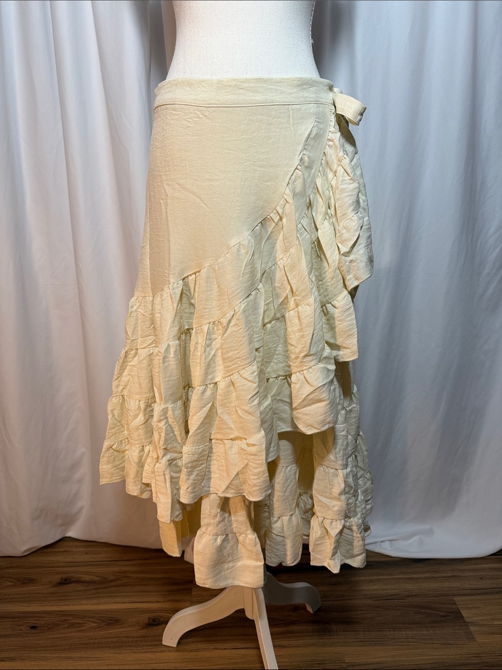HYFVE Cream Ruffle Wrap Skirt